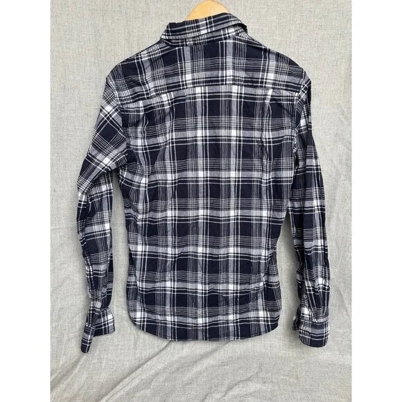 Wrangler’s Long Sleeve Button Down Shirt Black & White Plaid Men’s Size S - Picture 2 of 6